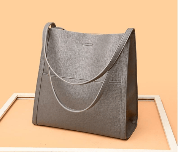 Sac à épaule unicolore en cuir véritable