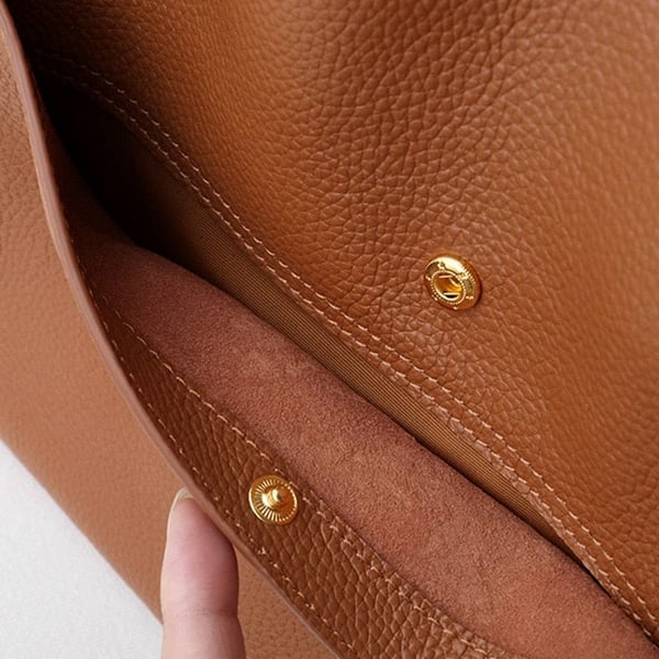 Sac à épaule unicolore en cuir véritable