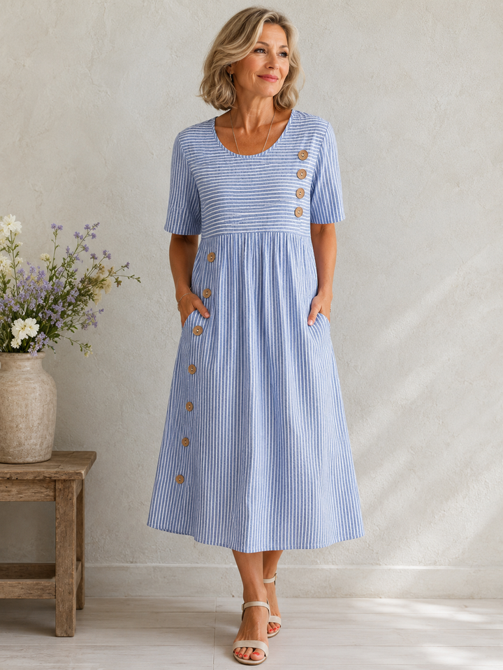 Ashley™ | Robe Midi Rayée à la Coupe Flatteuse