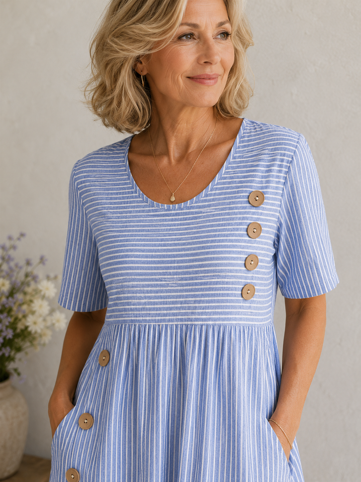 Ashley™ | Robe Midi Rayée à la Coupe Flatteuse