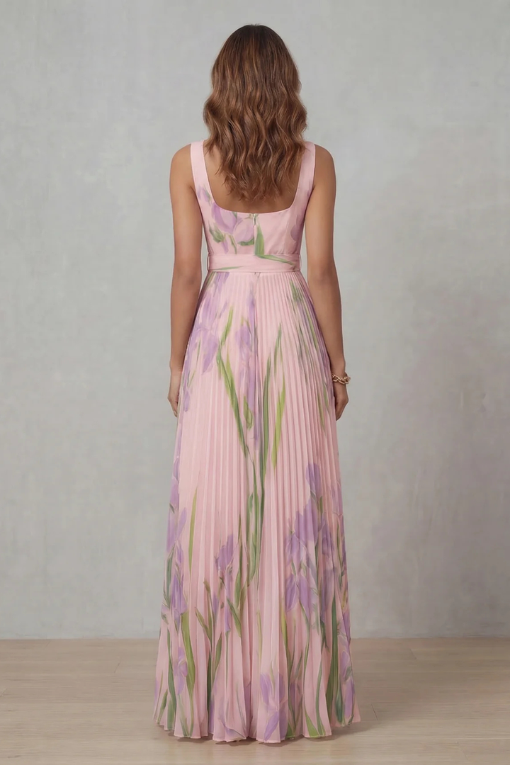 Vivienna™ | Fleurs aquarelle | Robe maxi plissée